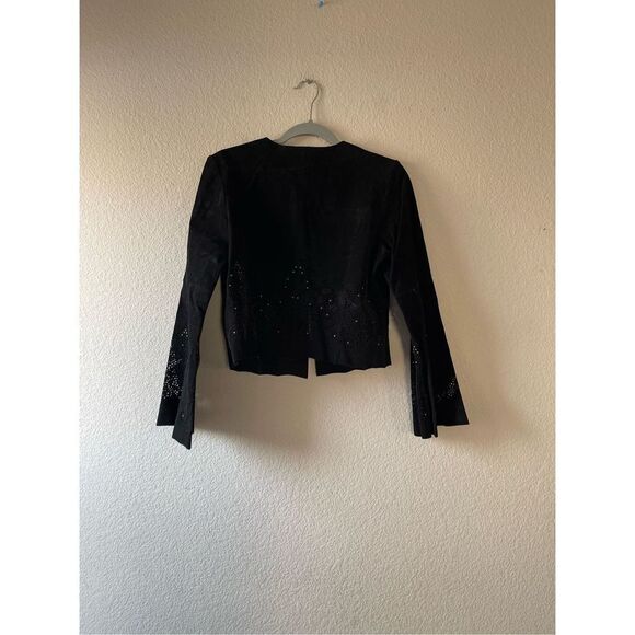 Vintage speigel women’s leather laser cut flare sleeve crop jacket 8 - Picture 3 of 6